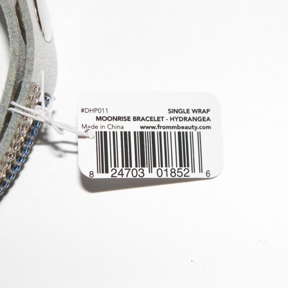 "Moonstone" 8" Leather Wrap Bracelet Blue Rhinestones - Picture 6 of 6